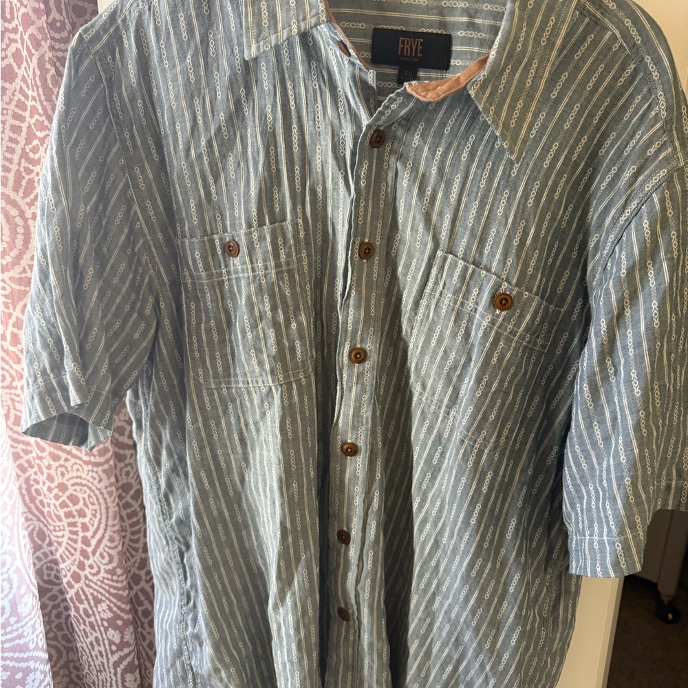 Frye Blue and Brown Striped Shirt